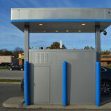 ATM drive-thru with 285 blue bollard covers
