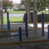 Heavy Duty Bollard Covers in blue used in different sizes to fit bank protection needs