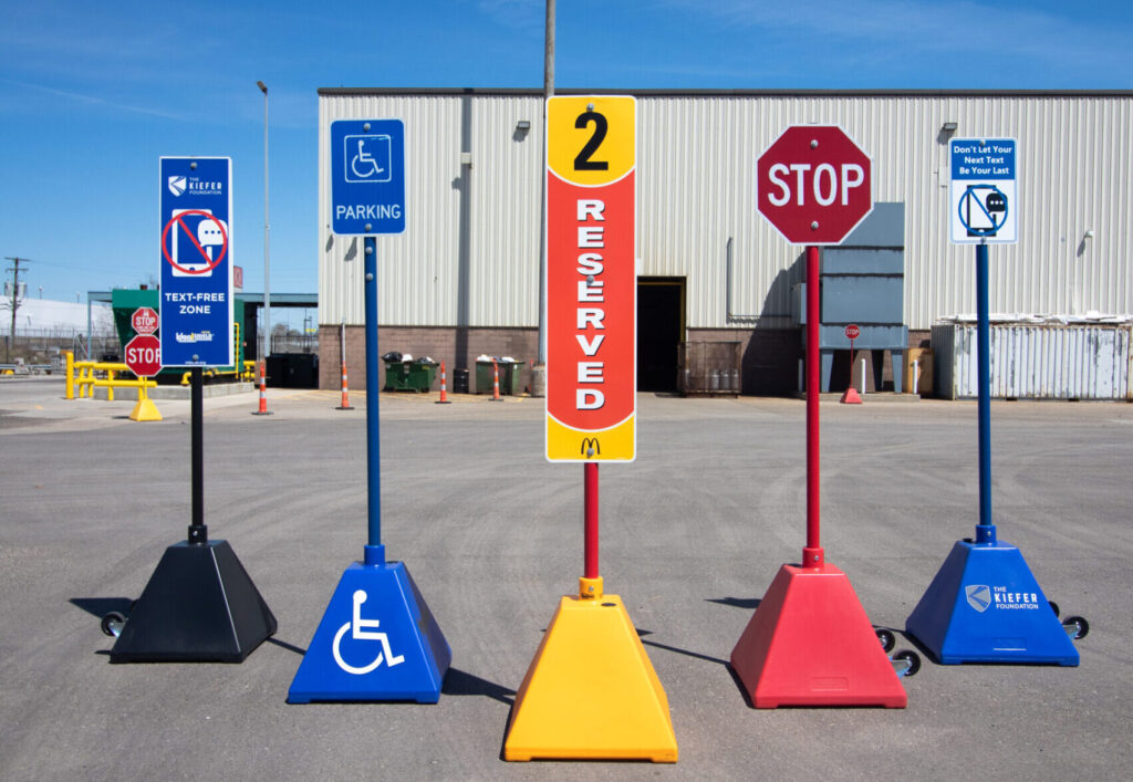 Pyramid sign bases in variety of colors and styles