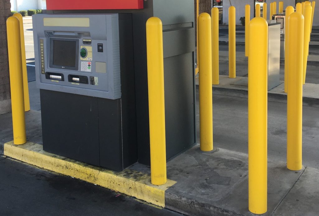 Yellow Bollard Covers Around ATM