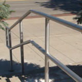 Aluminum handrail on steps