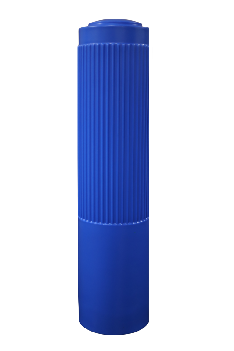 Blue Ribbed Decorative Bollard Cover
