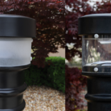 Frosted and clear acrylic glass UV solar lighted bollard comparison