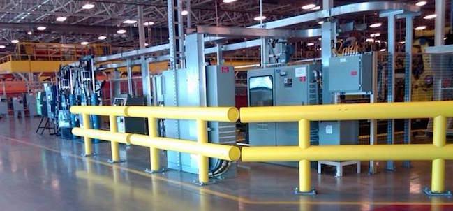 Heavy-Duty plastic sleeved guardrail protecting critical assets