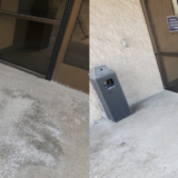 salt cleanup from concrete – entrance – before and after